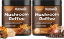 (2 Pack) Café de cogumelos para smoothies/Latte, mistura de cogumelos em pó (57 Servings) com Leões Mane, Reishi, Cordyceps, Turquia Tail, Chaga - Suplemento de cogumelos para Energia, Foco, Immune- 8 oz