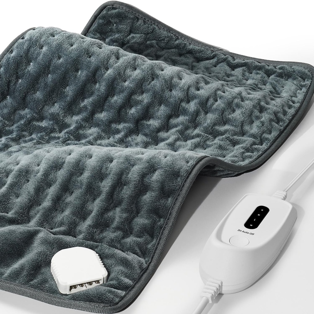 Almofada de aquecimento para dor nas costas e Cãibras de período, FSA HSA Elegível, 12 "x 24" Grande almofada de aquecimento elétrico para cãibras, dores musculares, artrite, ombro, 2H Auto Shut Off, máquina lavável, umidade e seco