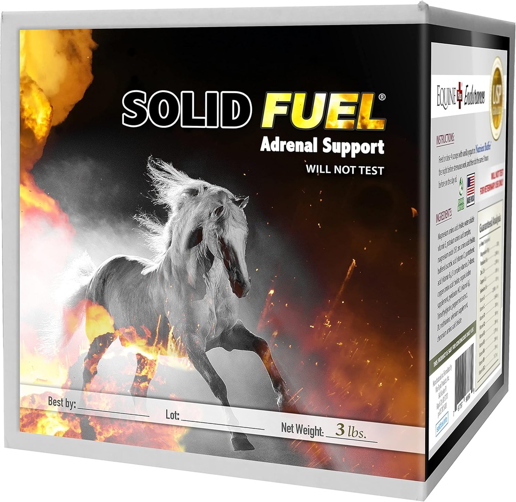 SOLID FUEL - Performance Horse Supplement - Vitaminas, Minerais e Aminoácidos para Suporte Adrenal e Endurance