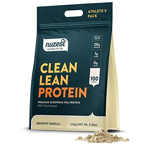 Nuzest - Pó de proteína de ervilha - Clean Lean Protein, Premium Vegan Planta Based Protein Powder, Dairy Free, Gluten Free, GMO Free, Protein Shake, Baunilha Suave, 100 Servings, 5.5 lb