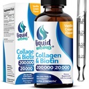 Colágeno Líquido e Biotina, 2 Fl. Oz, Suplementos de Colágeno Ultra-Forte para Mulheres, Biotina Testada de Terceira Parte para Mulheres, unhas e Vitaminas da Pele B7 Colágeno Peptídeos – Vanilla Flavor