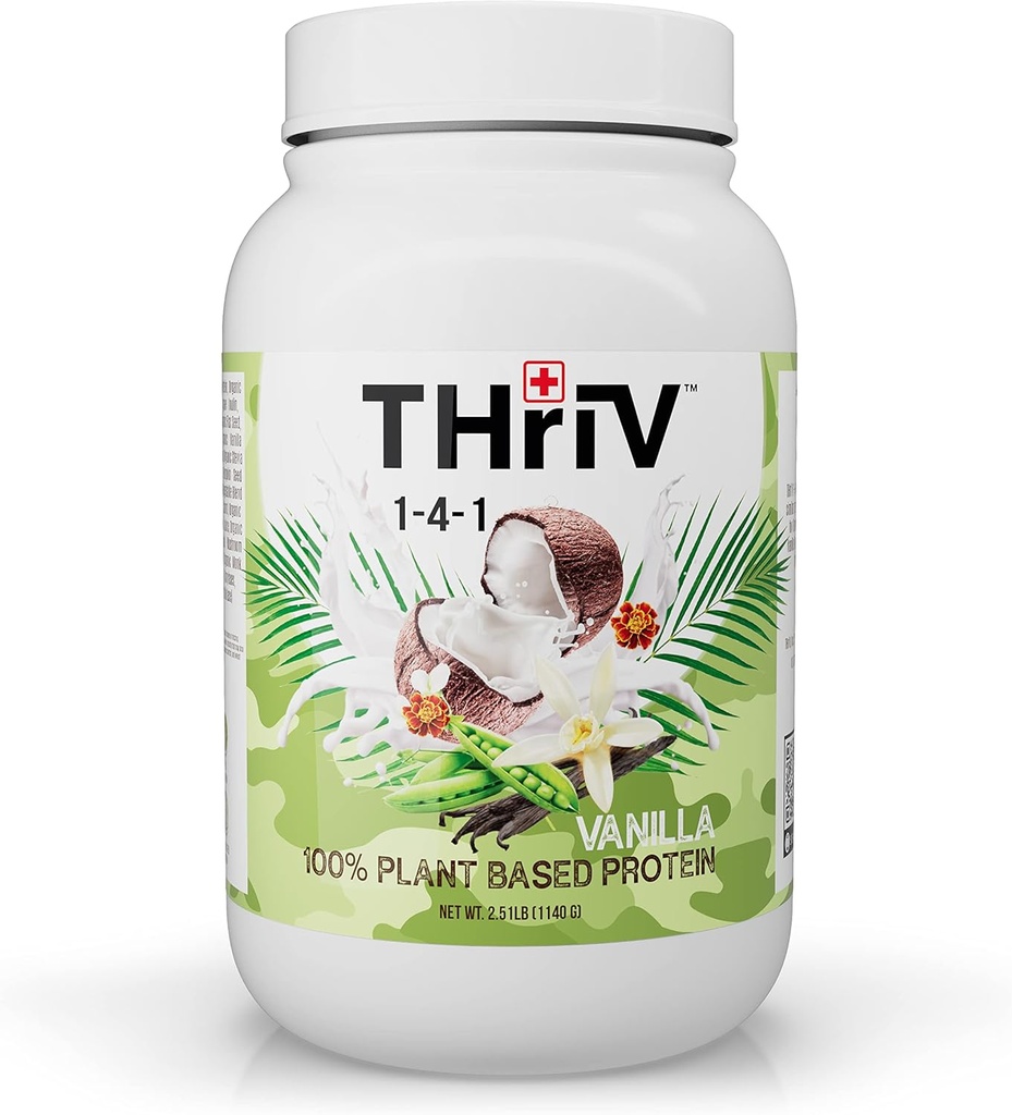 Thriv THriV Nutrição - Planta orgânica baseada em pó de proteína, Chocolate ou baunilha, Vegan, Gluten-Free, Não-GMO, Dairy Free, (2.5lb/1,140g) Pó (Vanilla)
