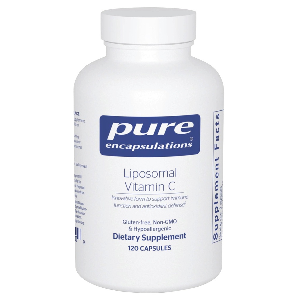 Encapsulamentos puros Vitamina C lipossomal - Suplemento de suporte imunológico* - Nutrição antioxidante - Vitamina diária - Não-GMO & Glúten Grátis - 120 Cápsulas