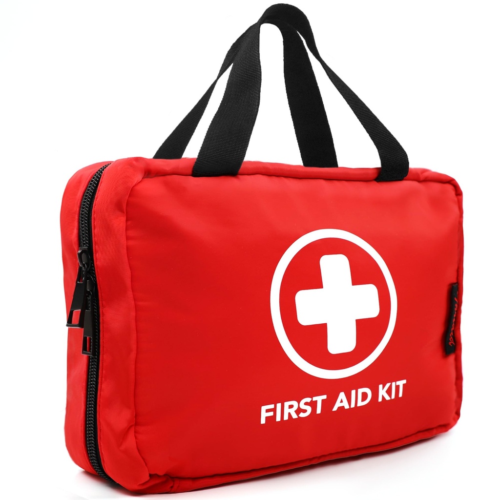 Kit de primeiros socorros da peça 330, Kits médicos de trauma compacto à prova d'água Premium para quaisquer emergências, Ideal para Casa, Escritório, Carro, Viagem, Ao ar livre, Camping, Caminhadas, Barco (Vermelho)