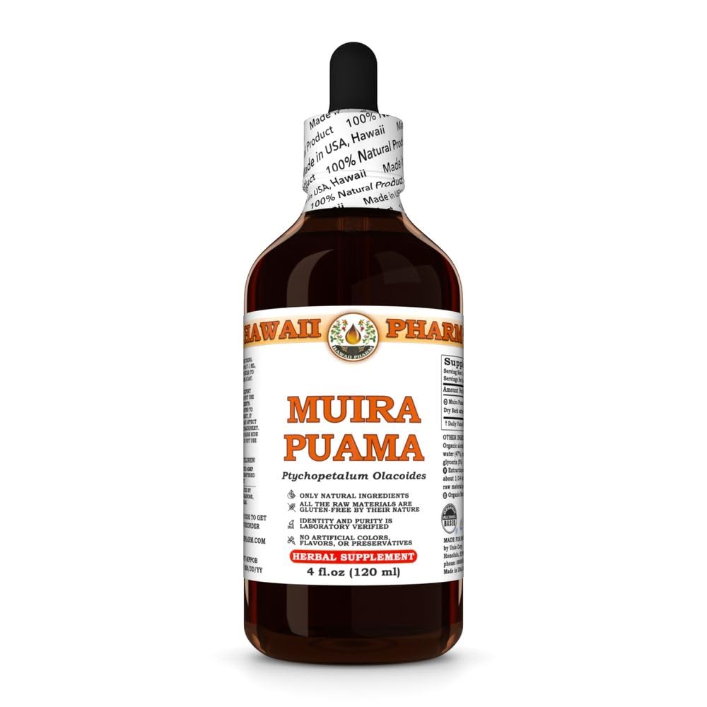 Hawaii Pharm Muira Puama Extract, Tintura para aumentar o desejo e energia, apoia a memória, promove a calma, aumenta a circulação, reduz os círculos escuros, encoraja a vitalidade - 4 fl.oz
