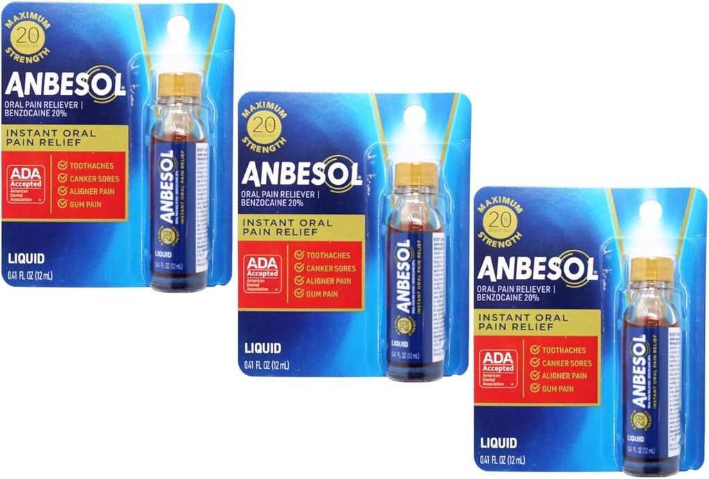 Anbesol Líquido de resistência máxima, 0,41 Onça líquida (Pacote de 3)