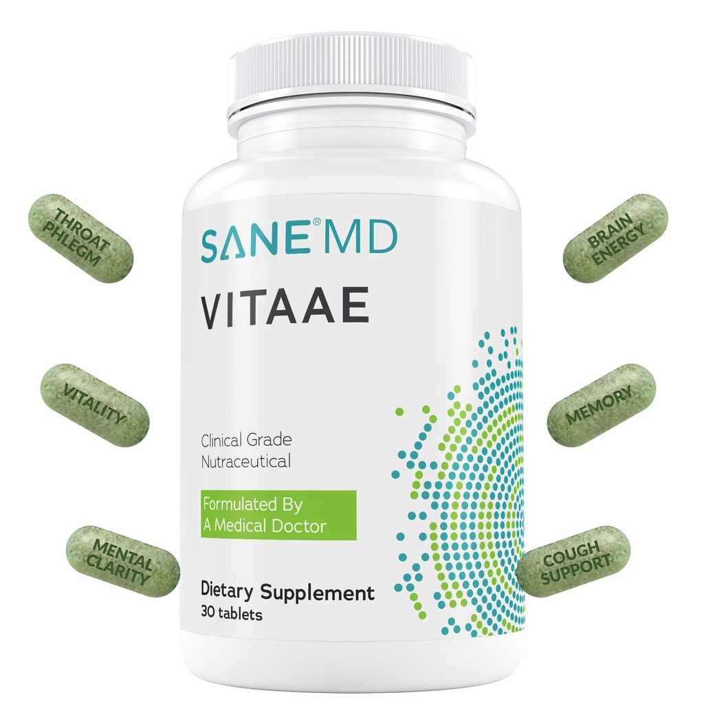 SANE MD Vitaae - Fleuma Garganta, Tosse e Apoio ao Cérebro - Suplementos de Citicolina para Saúde Respiratória, Garganta e Cérebro
