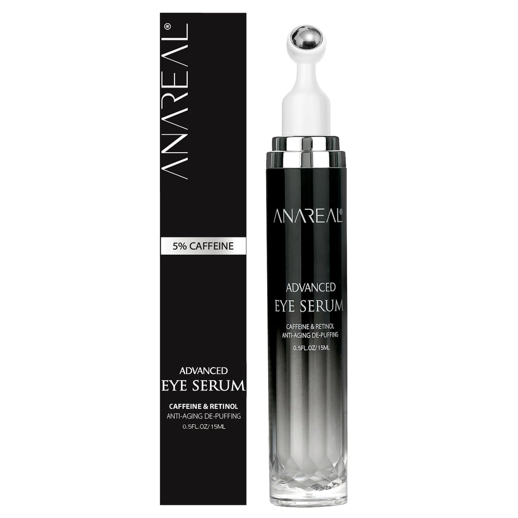 Creme de olho ANAREAL para círculos escuros, Círculos escuros sob tratamento de olhos, Sob creme de olho para círculos escuros, Tratamento de sacos de olhos para homens, Creme de olho para Puffiness e Bolsas Sob olhos, Creme de olho para rugas