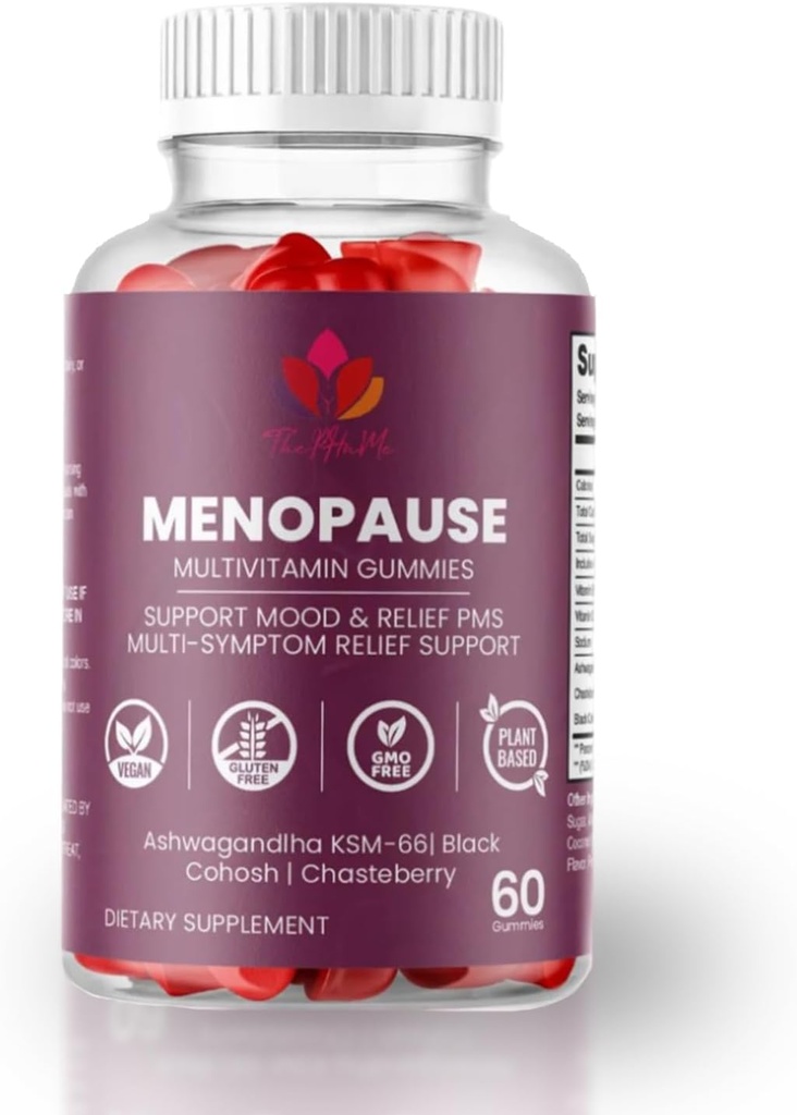 Gummies Menopausa com Cohosh Preto & Ashwagandha KSM-66 – Suplemento Orgânico para Bem-Estar das Mulheres – 60 Conde