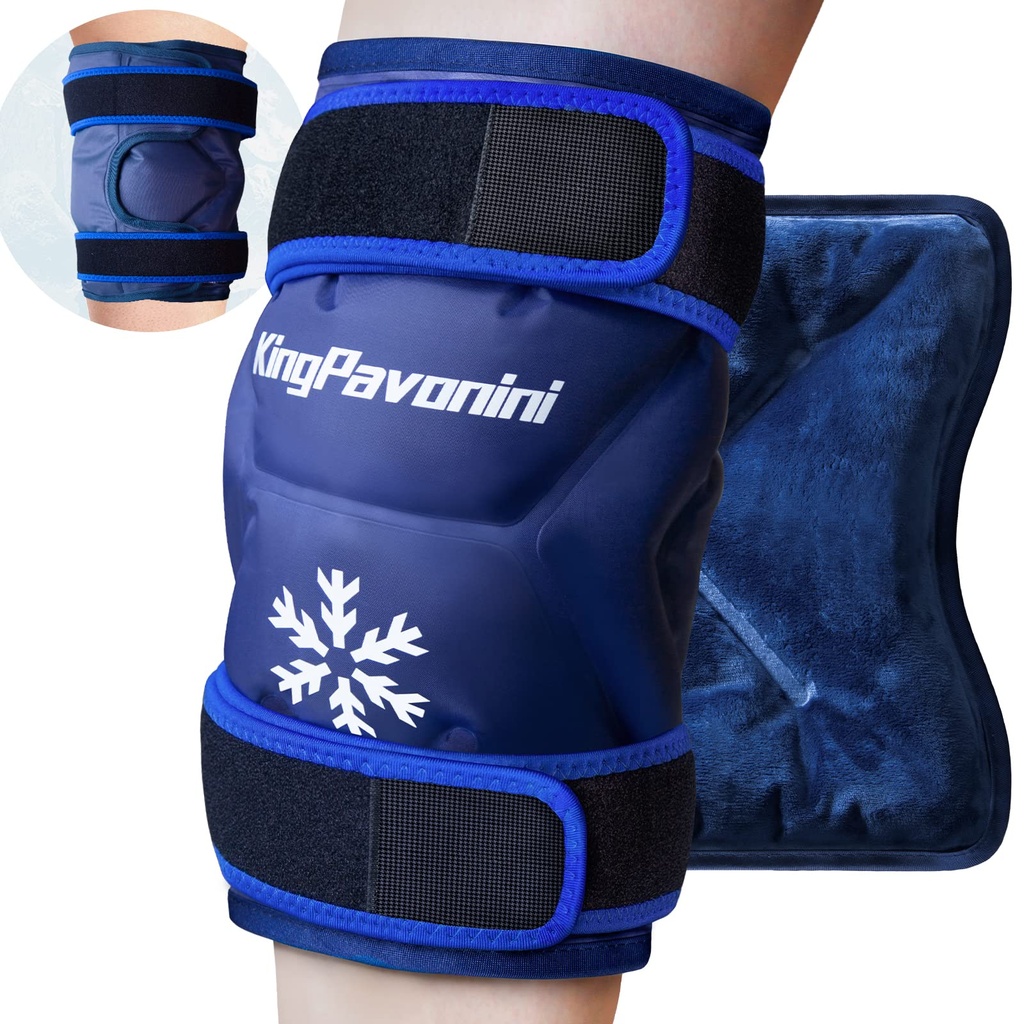KingPavonini XXL Knee Ice Pack Enrole o joelho inteiro após a cirurgia, grande pacote de gelo de gel reutilizável para lesões, alívio da dor, inchação, lesões esportivas, 1 pacote (azul)
