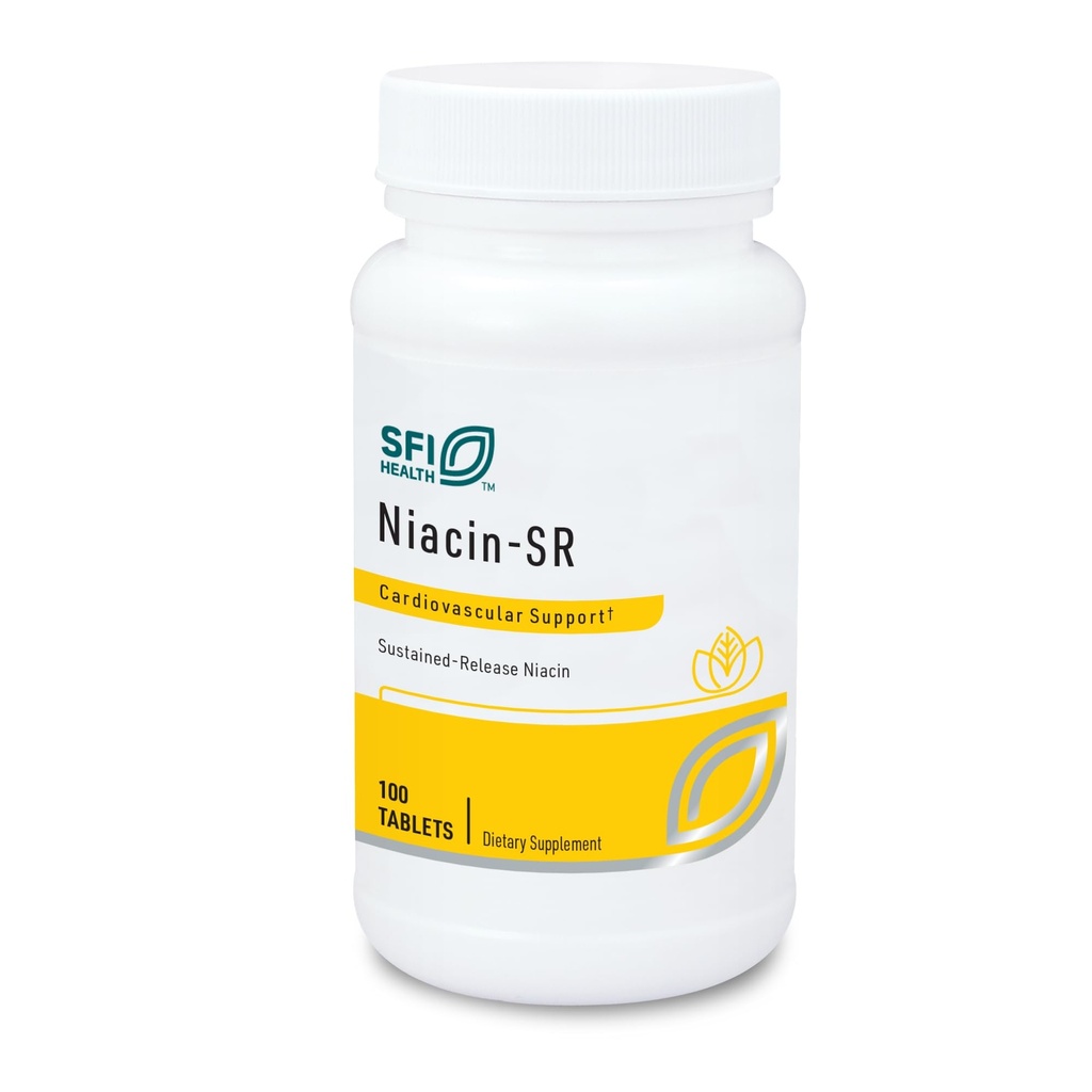 Klaire Labs SFI Health Niacin-SR - 500 miligramas de liberação mantida Vitamina B3 essencial para ajudar a evitar flush, dose ajustável e hipoalergênico (100 comprimidos com pontuação)