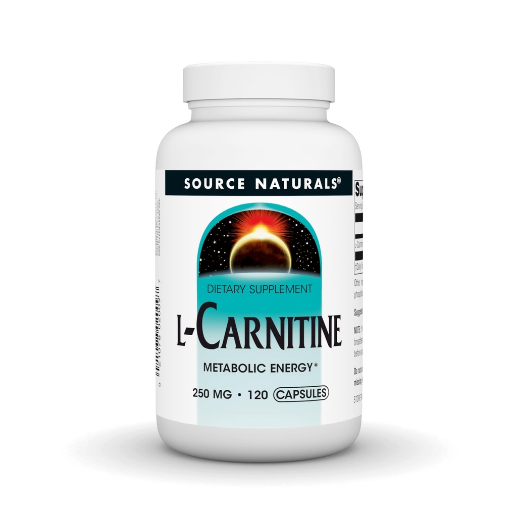 Fonte Naturals L-Carnitina, Energia Metabólica*, 250mg - 120 Cápsulas