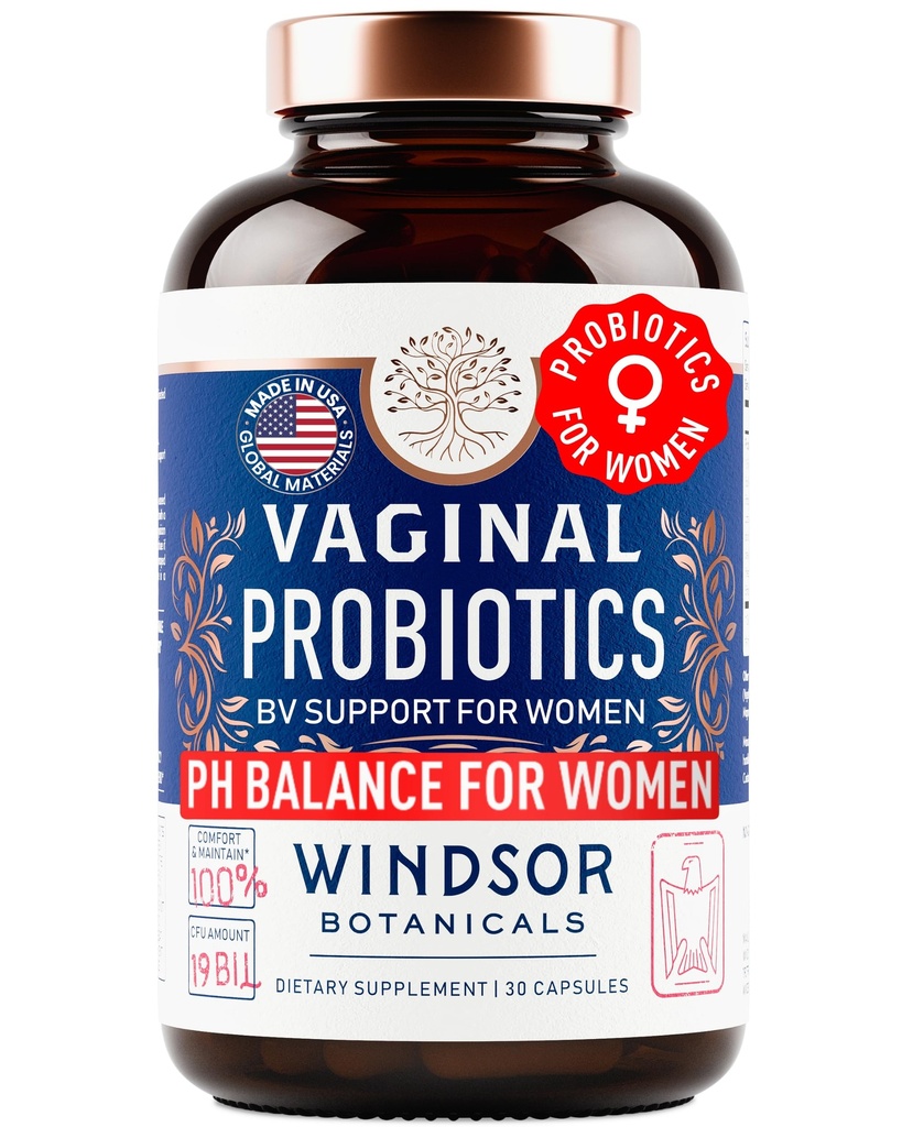 Probióticos vaginais para as mulheres - 19Bil CFU,15-Strain Lactobacillus Probiótico para o equilíbrio PH, Suporte ao trato urinário, Odor & Levedura Saúde - Complexo de equilíbrio para as mulheres BV Suplementos de suporte - 30 Caps Vegan