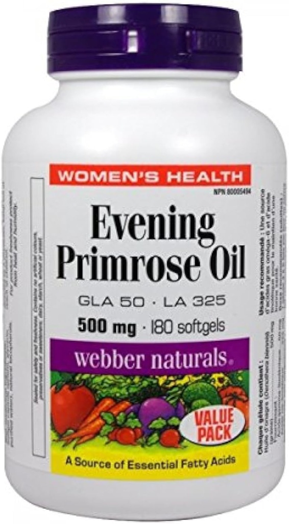 Webber Naturals; Evening Primrose Oil 500mg 180 softgels