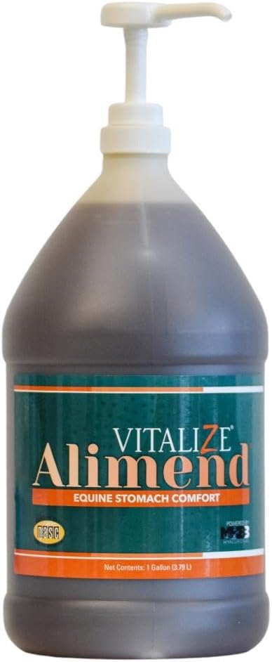Vitalize Alimend - Cavalo Solução de suporte de Úlcera de Gás e Equino, Probióticos e Suplementos Digestivos Alternativos, Suplemento de ganho de peso de cavalo, 128 Onça Fluída (3785ml)