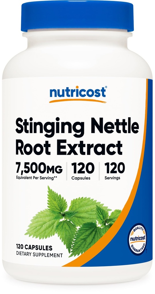 Nutricost Stinging Nettle Root Extract 7500mg Equivalente, 120 cápsulas - Vegetarian Friendly, Non-GMO, Gluten Free