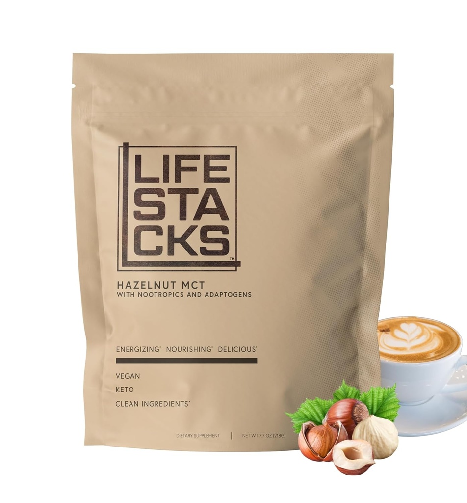 Óleo de Avelã MCT Pó para aumentar a energia e foco - Nootropics + Adaptogens para uma experiência de café elevada - Keto, Vegan, 0 Açúcar - Empilhado para o sucesso com Ginseng, Rhodiola, L-Tirosina