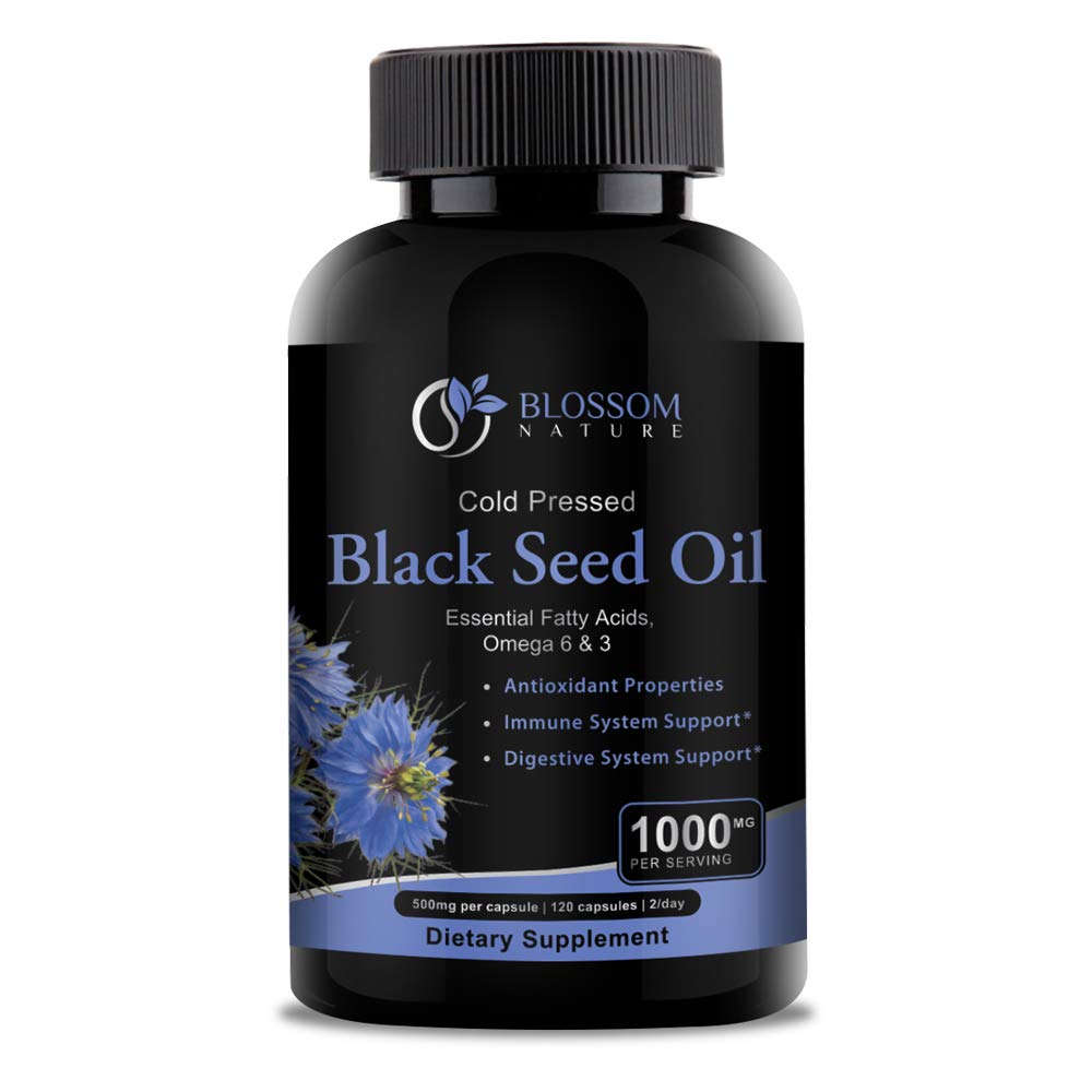 Cápsulas de óleo de semente preta 1000mg - Premium Black Cumin Seed Oil Cápsulas - Black Seed Oil Comprimidos Líquidos - Virgin Cold Pressed Nigella Sativa Oil Pills - Blackseed Oil - 120 Cap (2 Mês de Fornecimento)