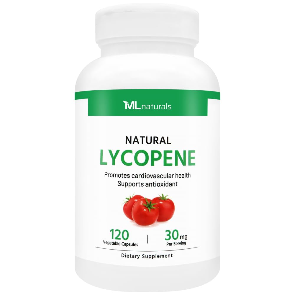 ML Naturals Licopeno Natural 30 mg 120 Cápsulas Vegetais. Antioxidante e Suporte Imune, Saúde Cardiovascular & Saúde Próstata, NSF-certificado & cGMP-complacente, Laboratório de Terceira Parte testado