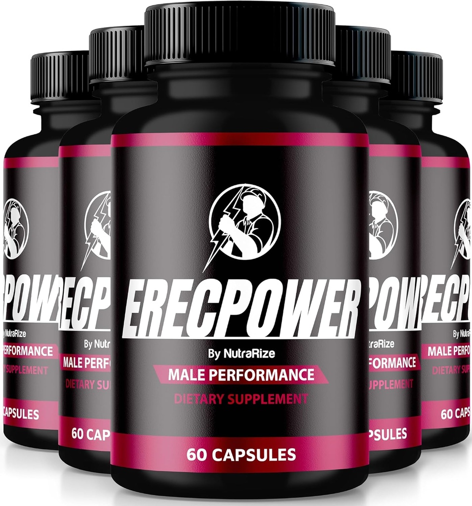 (5 Pack) ErecPower para homens, Pílulas ErecPower oficiais, Suplemento Natural Masculino para Combustível Energia e Apoio Saúde Geral, Erec Poder para Desempenho, Revisão (300 Cápsulas)