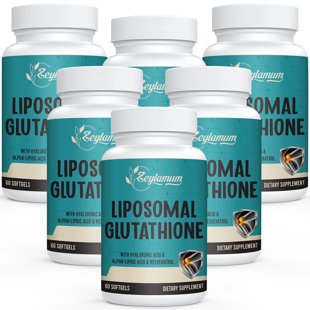 2400 MG Glutationa lipossómica Softgels, Max Absorção, Forma ativa L-Glutationa Reduced (GSH), com Ácido Hialurónico, Resveratrol, Master Antioxidants para Detox, Cérebro, Sistema Imune, 360 Softgels