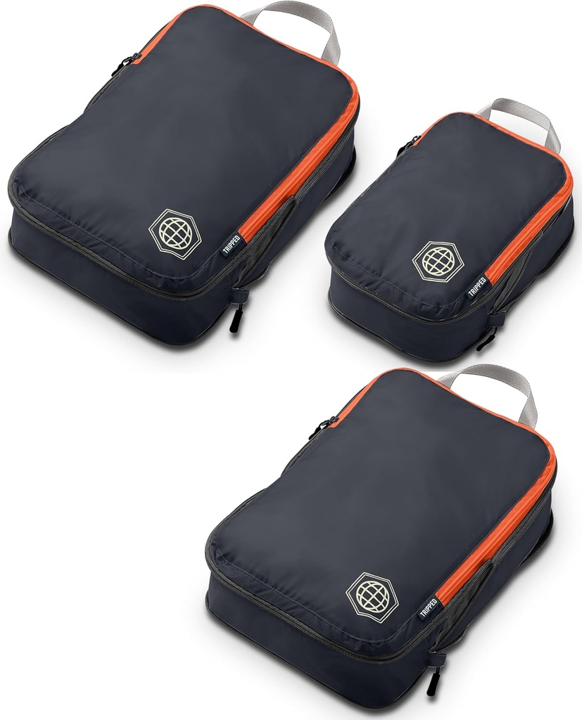 Conjunto de cubos de embalagem de compressão para viagem - leve, roupas duráveis Organizador para bagagem de transporte e Malas por TRIPPED Travel Gear