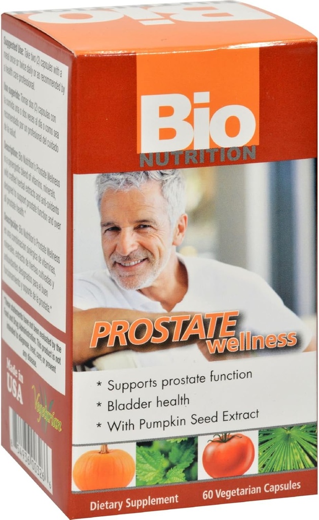 Bio Nutrition Prostate Wellness - Saúde da bexiga - Glúten Livre - 60 Cápsulas Vegetarianas (Pacote de 2)