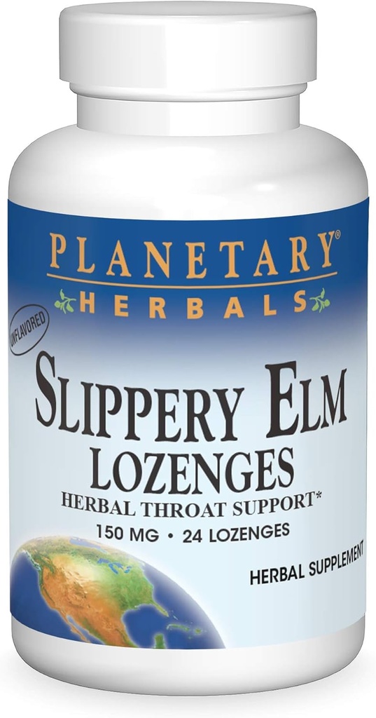Ervas planetárias Slippery Elm Lozenges, Apoio à Garganta de Ervas, 24 Lozenge