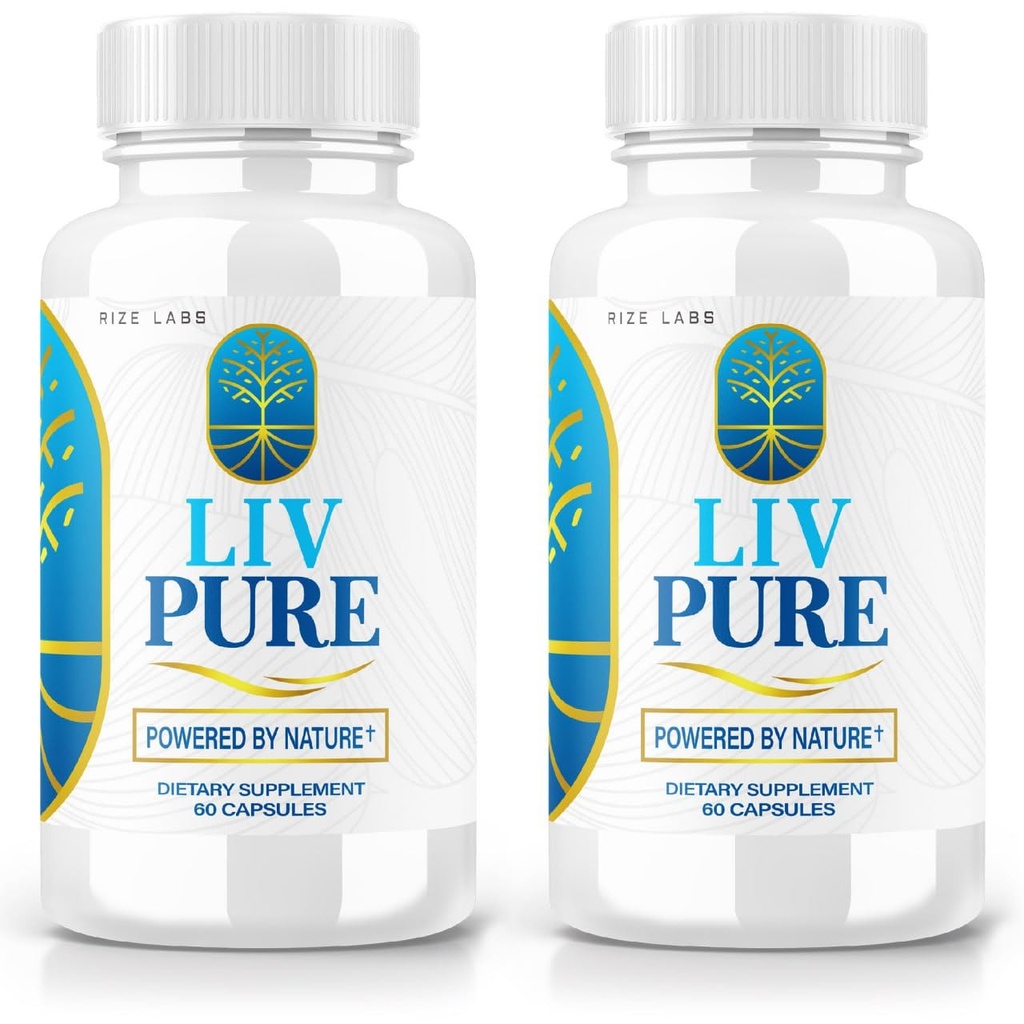 Rize labs - LivPure Powered by Nature - Fórmula avançada - Puro apoio Suplemento dietético para suporte ao fígado, Força extra, Vegan, Pílulas de função hepática (120 Cápsulas)