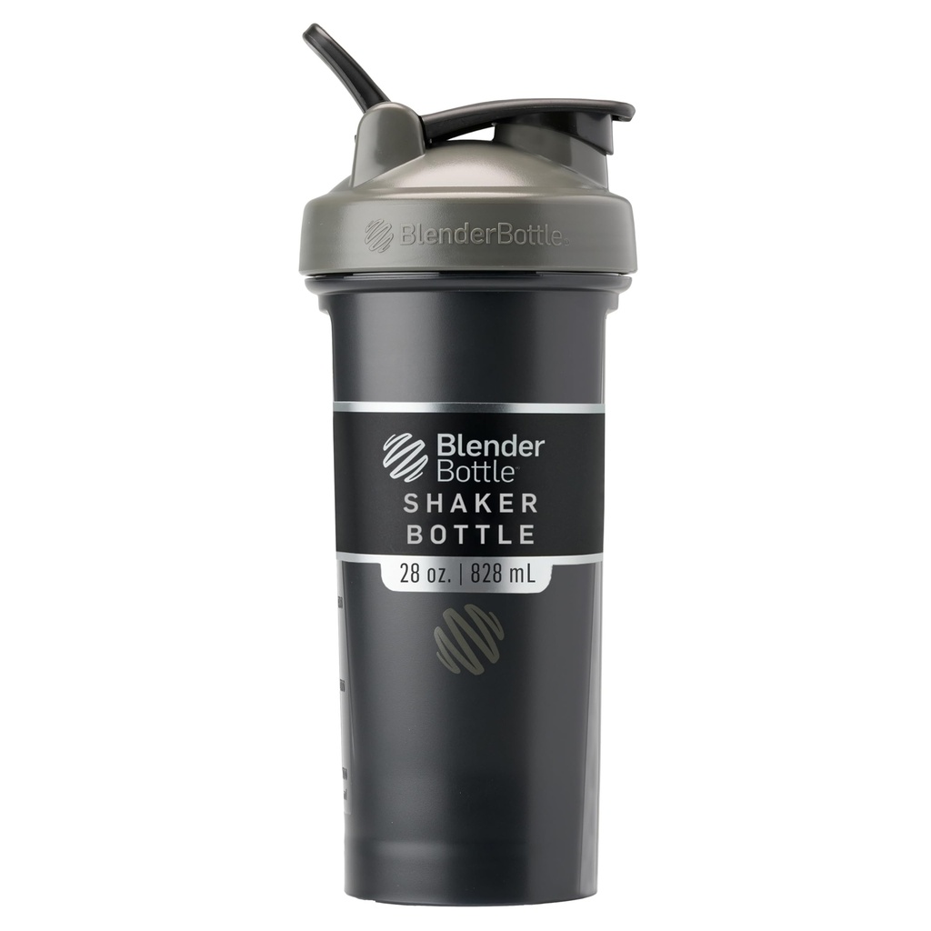 BlenderBottle Classic V2 Shaker garrafa perfeita para batidos de proteína e pré-treino, 28-ounce, cinza / preto, Sombra preta