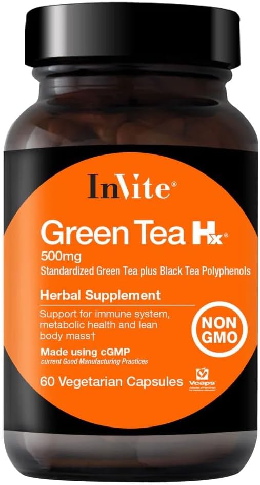 Convidar Saúde - Green Tea Hx - Standarized Green Tea Plus Black Tea Polyfenóis - 60 Cápsulas vegetarianas - 30 dias de fornecimento (2-Pack)