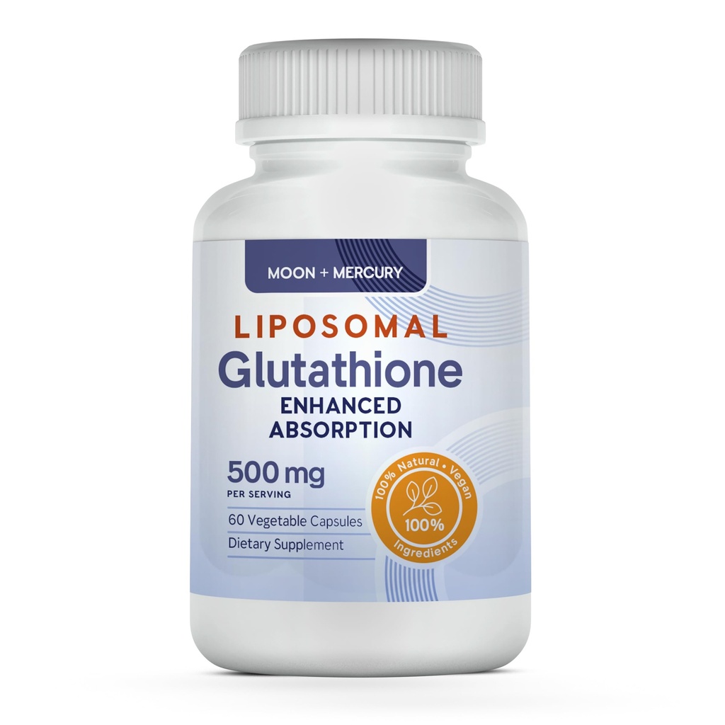 Glutationa lipossomal Non-GMO, Gluten Free 500mg Suplemento - Pode fornecer suporte imunológico, Detox de fígado, Saúde do Cérebro e Saúde do Coração - 60 cápsulas de Glutationa