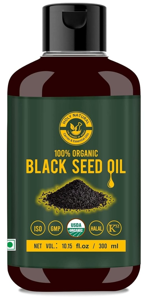 Óleo de sementes pretas / Nigella Sativa / Kalonji (10.15 fl oz), Virgem fria, Pura & Natural, Sem OGM, Óleo de sementes pretas não tratados – Fonte de timoquinona & Omega 3,6 & 9