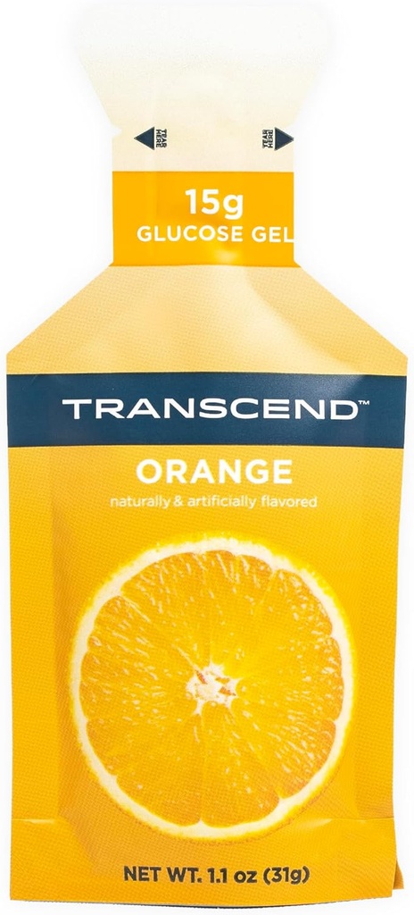 Transcend Alimentos Gel laranja (1.1 oz, pacote de 38) Flavor de laranja Gel de ação rápida – cafeína grátis