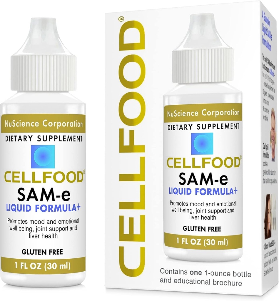Cellfood SAM-e Liquid Formula+, 1 fl oz - Apoio Conjunto e Saúde do Fígado - Líquido para Absorção Mais Fácil e Melhor Biodisponibilidade - Gluten Free, Non-GMO - 30 dias de fornecimento