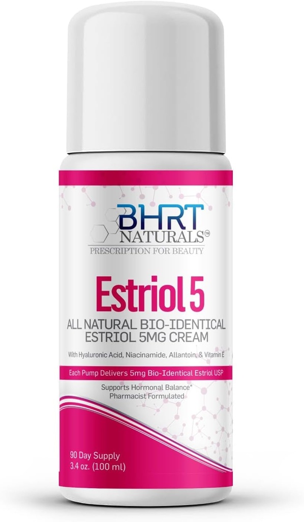 Creme de estrogênio para mulheres alívio da menopausa – Todos Bioidênticos Natural Estriol Creme - equilíbrio hormonal BHRT - farmacêutico Formulado, grau profissional - Made in USA, White