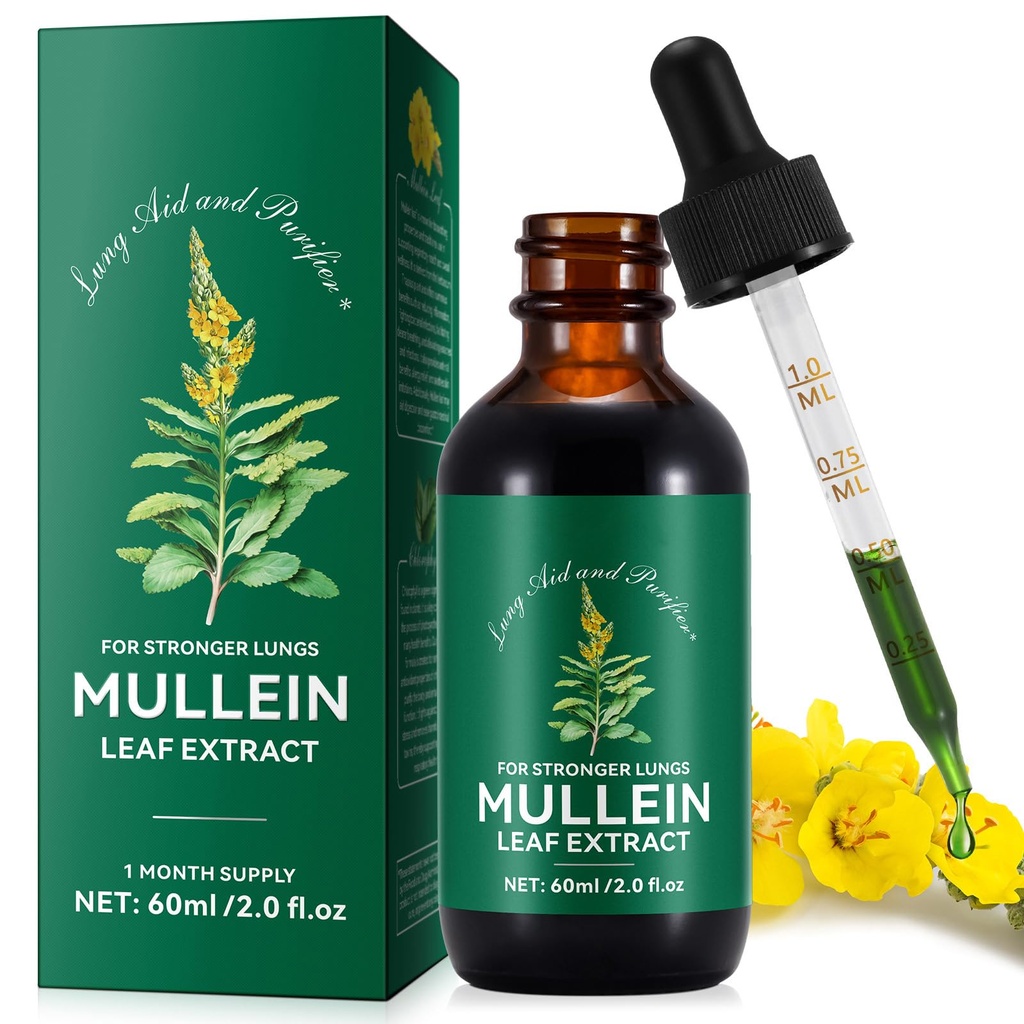 Mullein Drops, Mullein Leaf Extract para Pulmões, Mulleins Leaf Drops para Lung Cleanse e Fleuma, rápida absorção poderoso Mulleins Extract para Pulmões mais fortes (1)