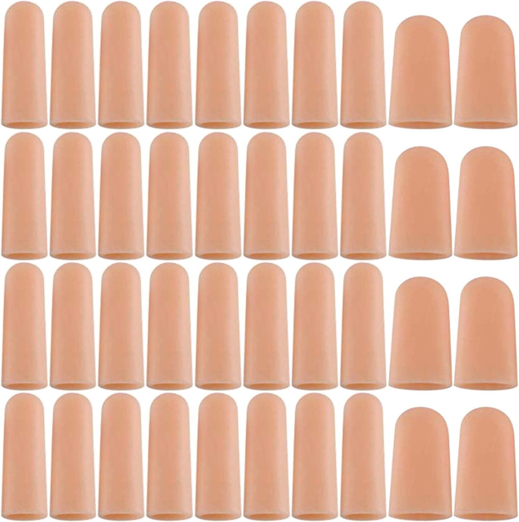 ANCIRS Gel dedo protetor de apoio luvas, berços dedos de gel / colheres - tamanhos diferentes ponta de dedos de silicone para rachar as mãos, pele Eczema (40pcs)