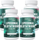Glutationa lipossômica 8-em-1 2400 MG, Fórmula de Antioxidante de Alta Absorção – com Ácido Hialurónico, Ácido Alfa-Lipoico, Resveratrol - Pele, Detox Fígado e Sistema Imune, 240 Softgels