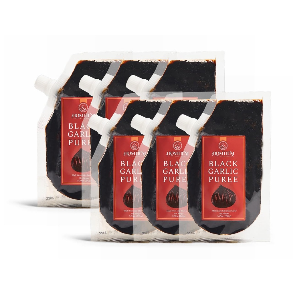 Homtiem Puré de Alho Preto 150g. (Feito de 100% Alho Preto Solo), Fermentado por 90 dias, Não-GMO, Pronto para comer para snacking e cozinhar (6)