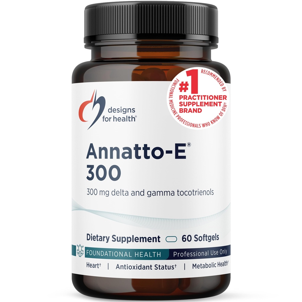 Projetos para a saúde Annatto-E 300mg Tocotrienols Vitamina E - Delta + Gamma Tocotrienols para apoiar a saúde do coração, saúde ocular, envelhecimento saudável - DeltaGold Antioxidants Suplemento (60 Vitamina E Softgels)