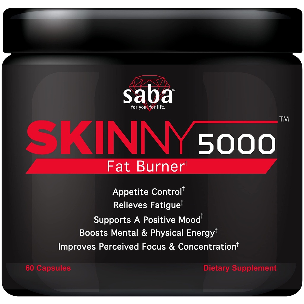 Saba Skinny 5000 -Perda de peso - Controle de perda de peso-apetite -Mil Jitter-Free Energy-Foco -60 Cápsulas