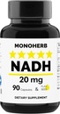 MONOHERB NADH 20 mg - 90 Cápsulas Vegetarianas - Suplemento de Adeninamida Reduzida