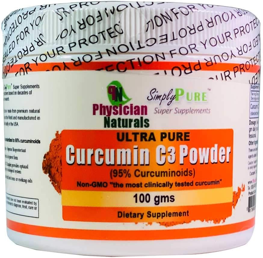 Ultra Pure Curcumin C3 Pó Complexo 100% Puro Curcumin Turmeric Extract 100 GMS 11X Absorção Suporte Conjunto e Saúde Imune