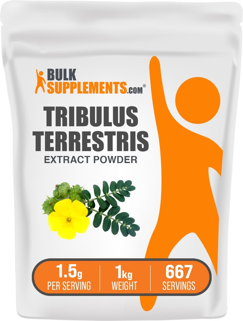 BulkSuplements.com Tribulus Terrestris Extract Powder - Tribulus Terrestris Supplements, Herbal Supplement - Gluten Free, 1.5g por serviço, 1 kg (2,2 lbs) (Pacote de 1)
