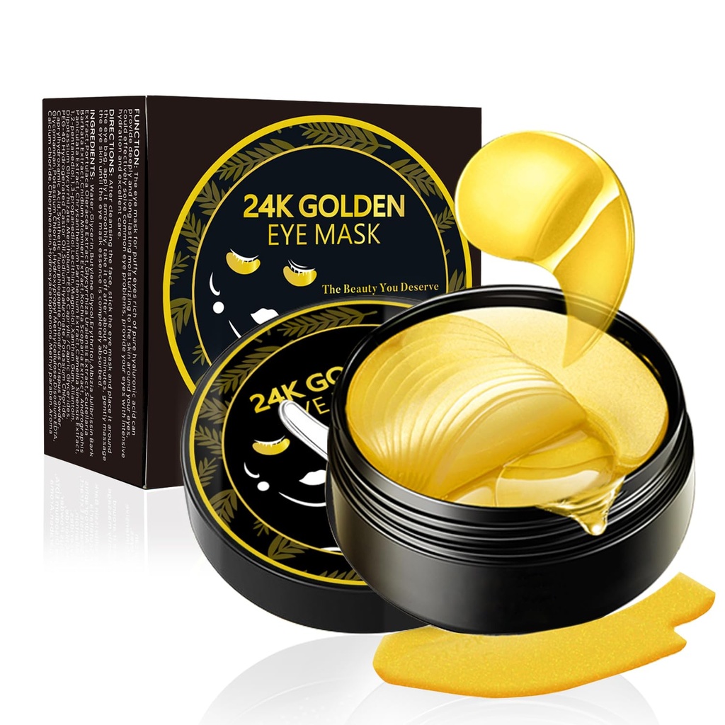 Sob remendos de olhos, 24K Gold Eye Mask, 60PCS Sob máscara de olhos, Colágeno Gel Pads Patch Tratamentos para lighten rugas Puffy Olhos escuros círculos anti-envelhecimento hidratante, finas linhas Olho Bags mulheres homens