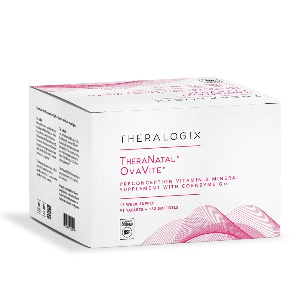 Theralogix TheraNatal OvaVite Preconception Vitaminas - 13-Suprimento Semanal - Suplemento de Vitaminas e Fertilidade Pré-Natais para Mulheres com CoQ10* - NSF Certified - 91 Tabs, 182 Softgels (91 Servimentos)
