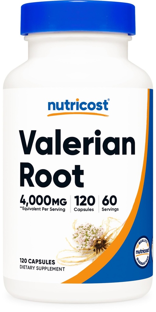 Nutricost Valerian Root Cápsulas (1000mg por serviço) 120 Cápsulas - 4.000mg Equivalente Por serviço (4:1 Extracto), Cápsulas Vegetarianas, Glúten Livre, Não-GMO