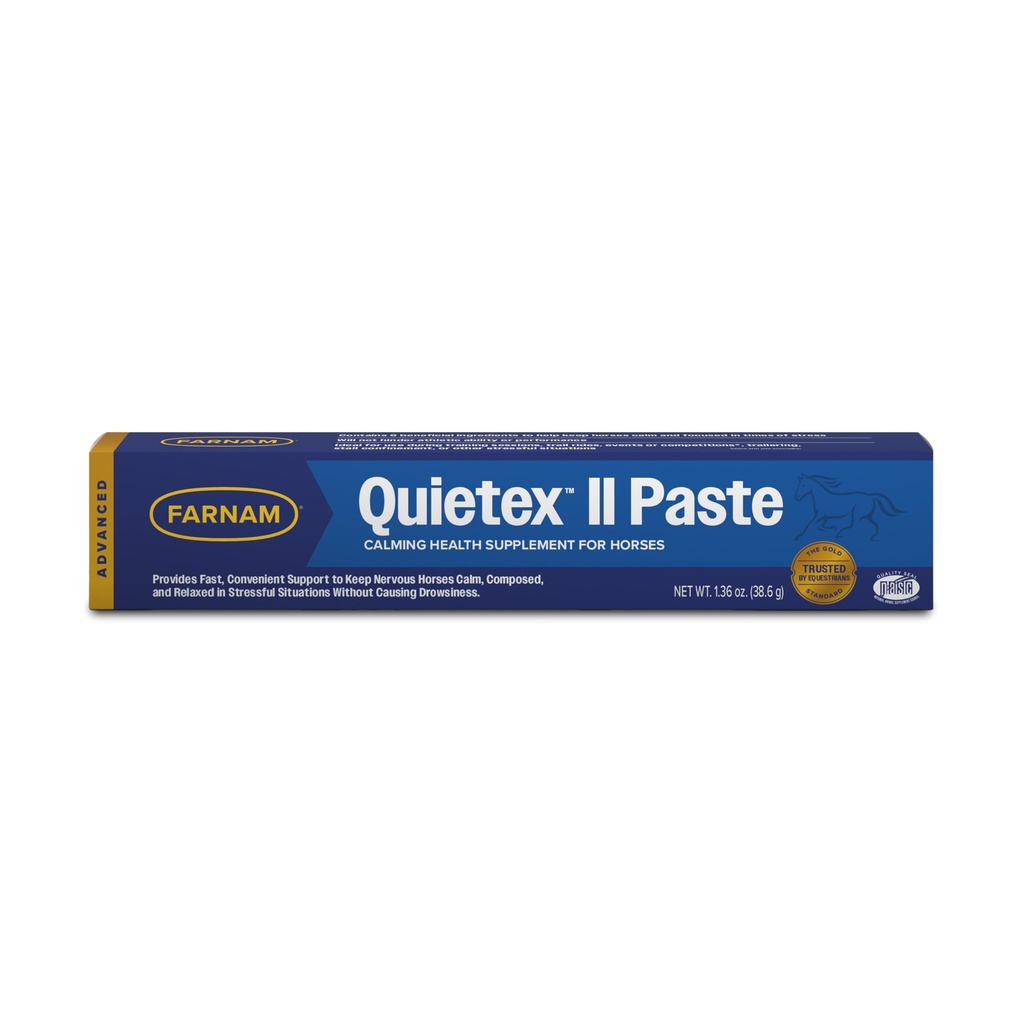 Farnam Quietex II Horse Calming Supplement Colar para cavalos, Ajuda a gerenciar o comportamento nervoso e manter os cavalos calmos e compostos em situações estressantes, seringa de 32,5 ml