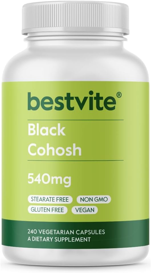 BESTVITE Preto Cohosh 540mg (240 Cápsulas vegetarianas) - Sem Stearates - Sem preenchimentos - Vegan - Não OGM - Sem glúten